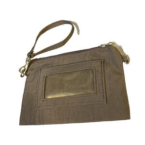 baggallini Card Case Purse Clutch Brown Detachable Strap Zip Closure Travel